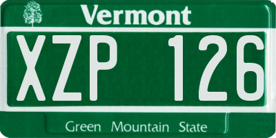 VT license plate XZP126