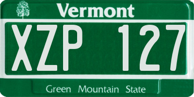 VT license plate XZP127