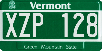 VT license plate XZP128