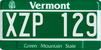 VT license plate XZP129