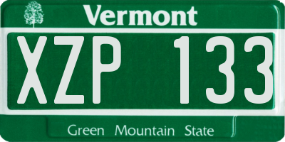 VT license plate XZP133