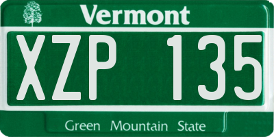 VT license plate XZP135