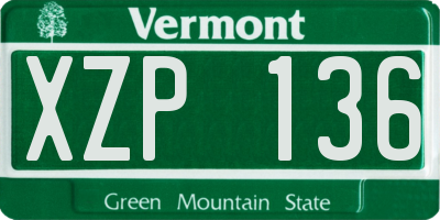 VT license plate XZP136