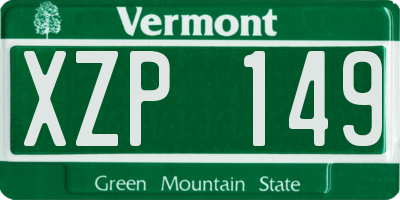 VT license plate XZP149