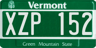 VT license plate XZP152
