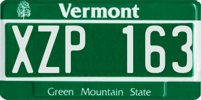 VT license plate XZP163