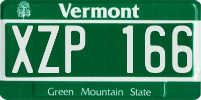VT license plate XZP166