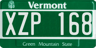 VT license plate XZP168