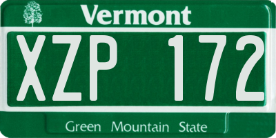 VT license plate XZP172