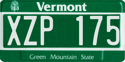 VT license plate XZP175