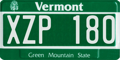 VT license plate XZP180