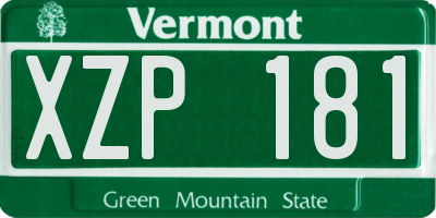 VT license plate XZP181