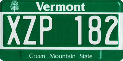 VT license plate XZP182