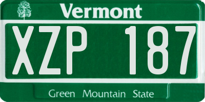 VT license plate XZP187