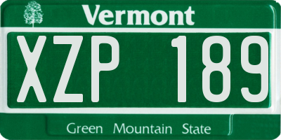 VT license plate XZP189