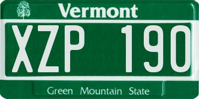 VT license plate XZP190