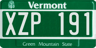 VT license plate XZP191