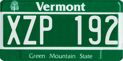 VT license plate XZP192
