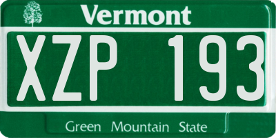 VT license plate XZP193