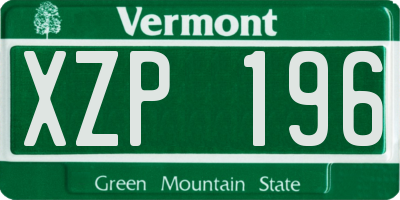 VT license plate XZP196