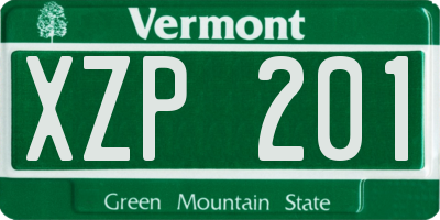 VT license plate XZP201