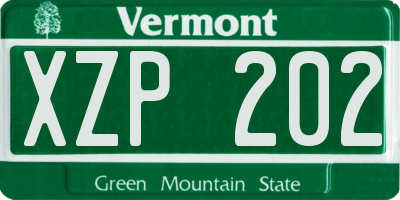 VT license plate XZP202