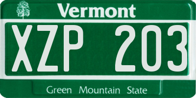 VT license plate XZP203