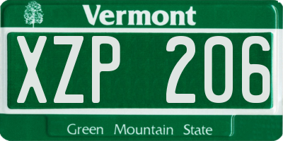 VT license plate XZP206