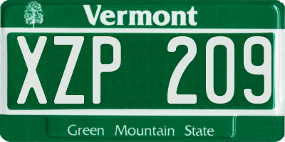 VT license plate XZP209