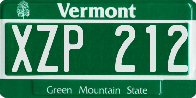 VT license plate XZP212