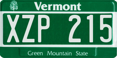 VT license plate XZP215