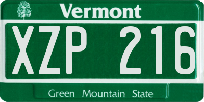 VT license plate XZP216