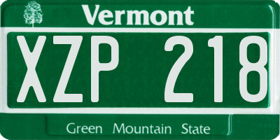 VT license plate XZP218
