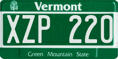 VT license plate XZP220