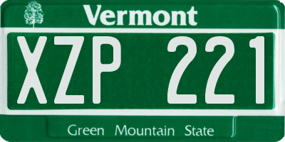 VT license plate XZP221