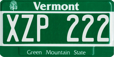 VT license plate XZP222