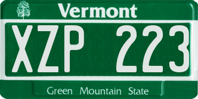 VT license plate XZP223