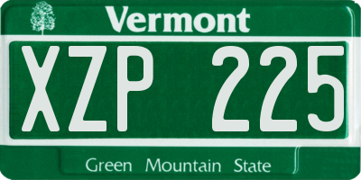 VT license plate XZP225