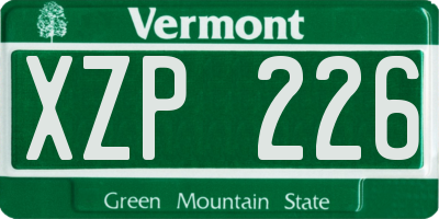VT license plate XZP226