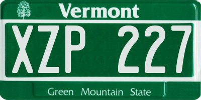 VT license plate XZP227