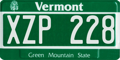 VT license plate XZP228
