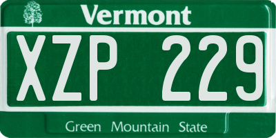 VT license plate XZP229