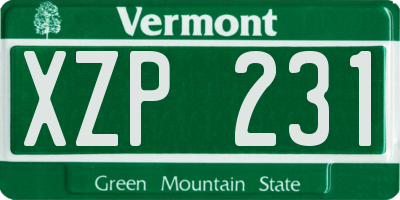 VT license plate XZP231