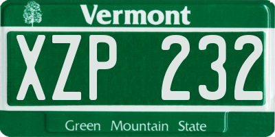VT license plate XZP232