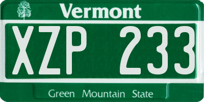 VT license plate XZP233