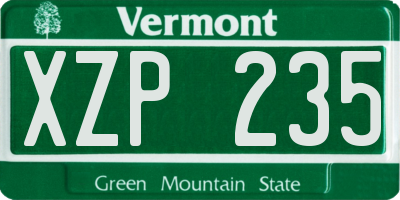 VT license plate XZP235
