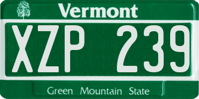 VT license plate XZP239