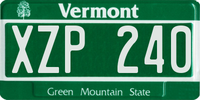 VT license plate XZP240