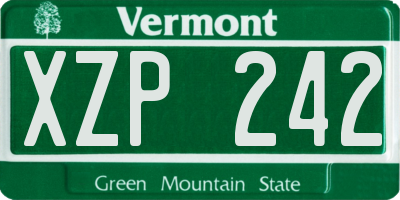 VT license plate XZP242