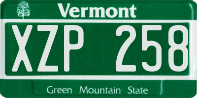 VT license plate XZP258